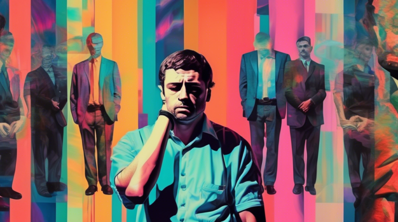 A man in handcuffs with a guilty expression, surrounded by distorted and glitching versions of famous Getty Images photographs.